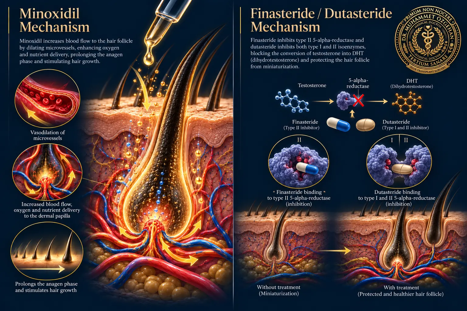 Minoksidil, Finasterid ve Dutasterid Etki Mekanizmaları - Dr. Muhammet Özgehan